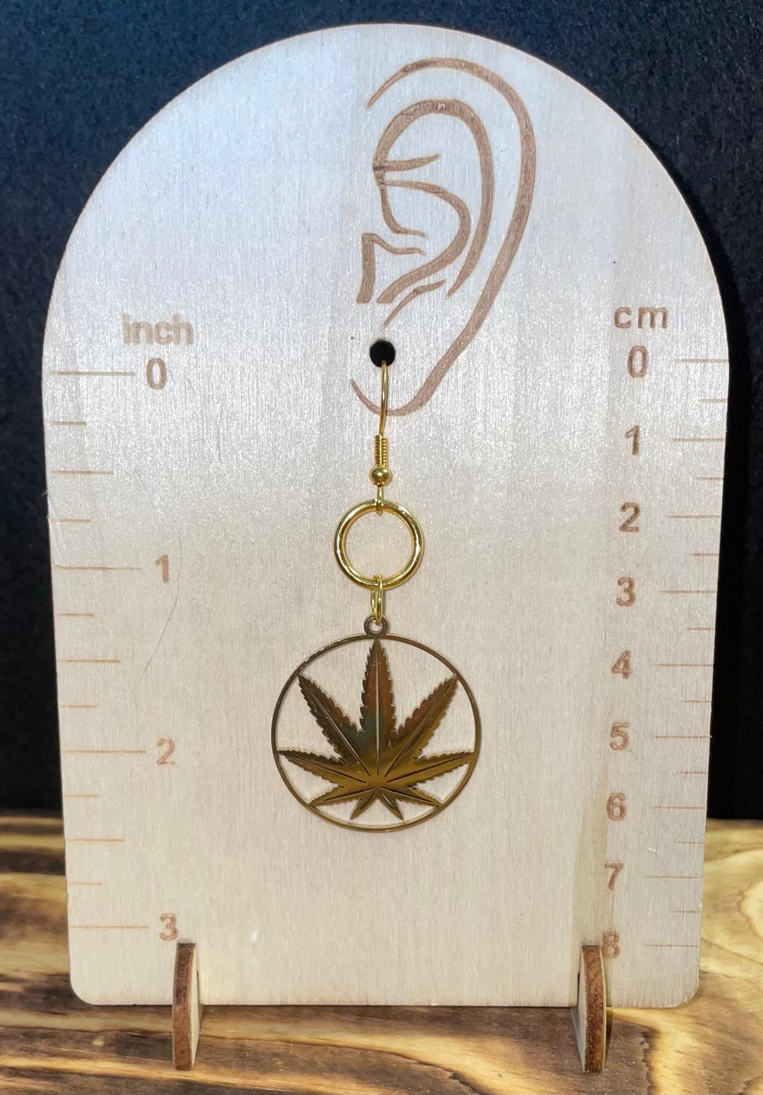 NEW Stainless Steel Hollow Gold Leaf Charm Earrings