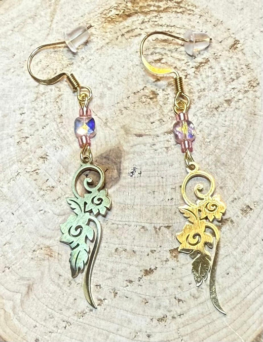 NEW Gold Stainless Steel Flowers on the Vine Earrings