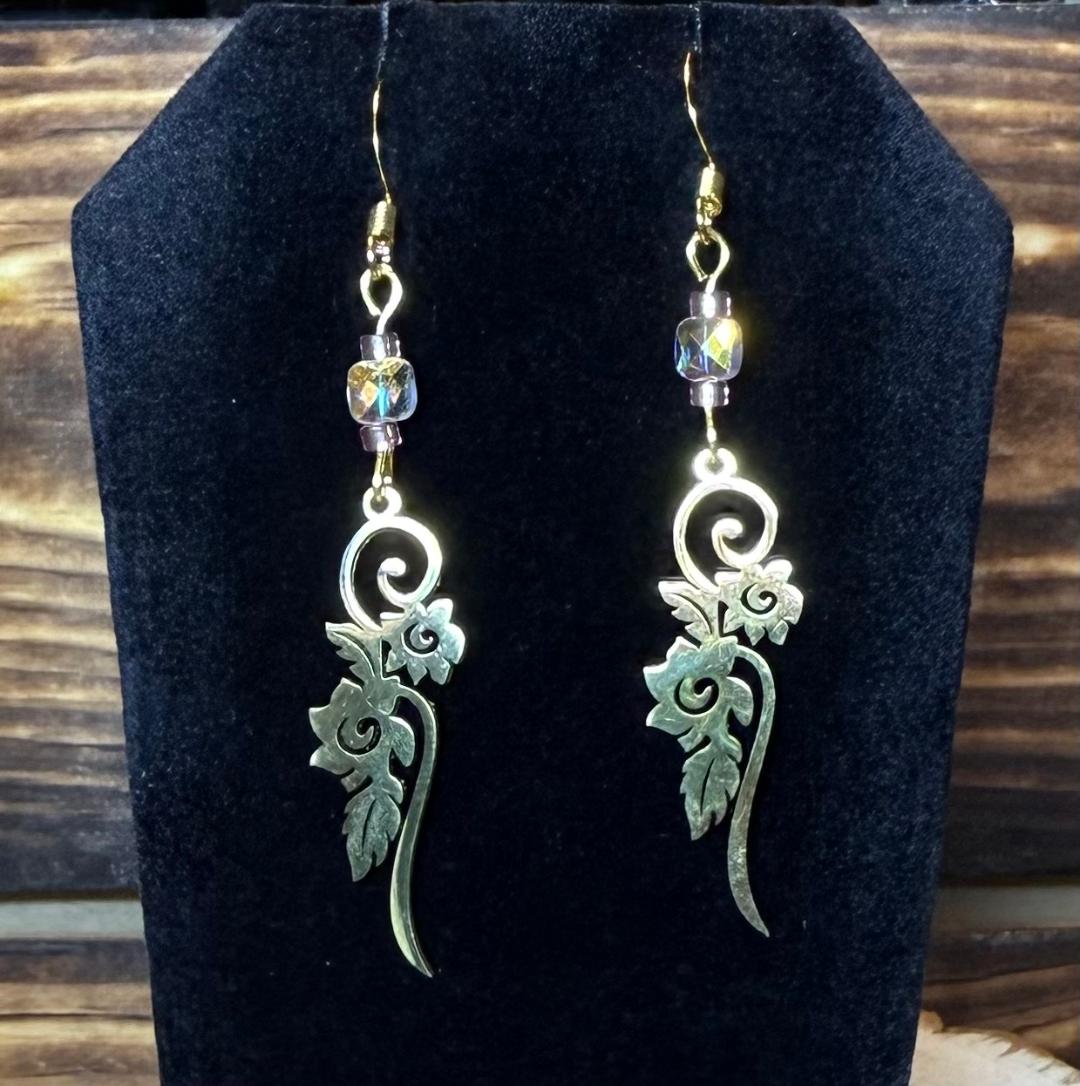 NEW Gold Stainless Steel Flowers on the Vine Earrings