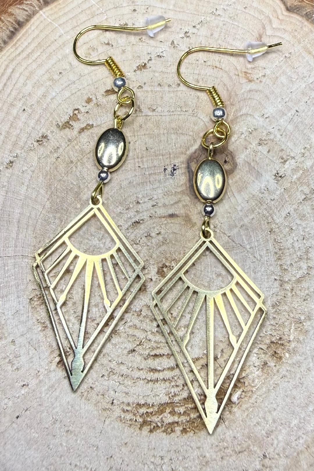 NEW Triangle Shaped Gold Stainless Steel Earrings