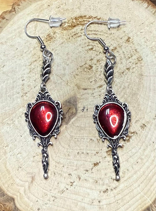 NEW Scarlet Red Gothic Drop Earrings