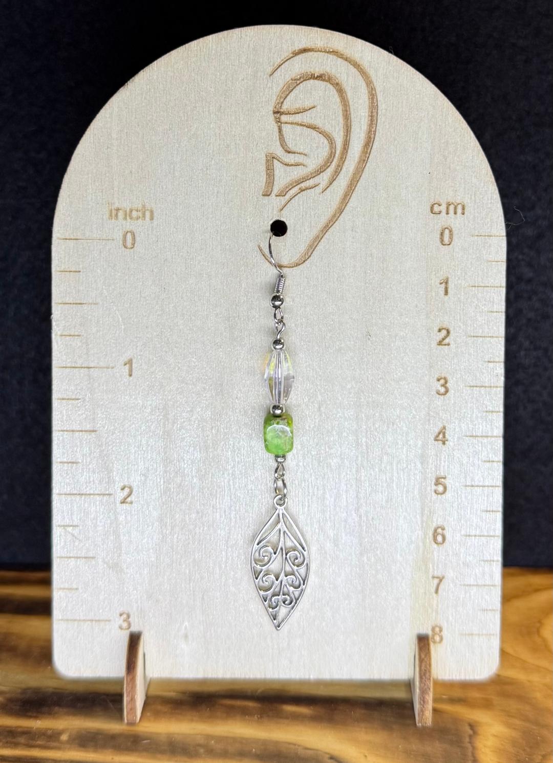 NEW Drop Leaf Earrings w/ Natural Stone & Glass Beads