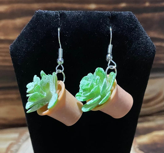 NEW Potted Plant Green Succulent Drop Earrings
