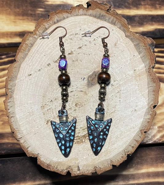 NEW Long Arrowhead Charm Earrings w/ Beading