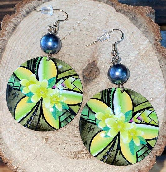 NEW Tropical Green Flower Acrylic Vacation / Beach Earrings