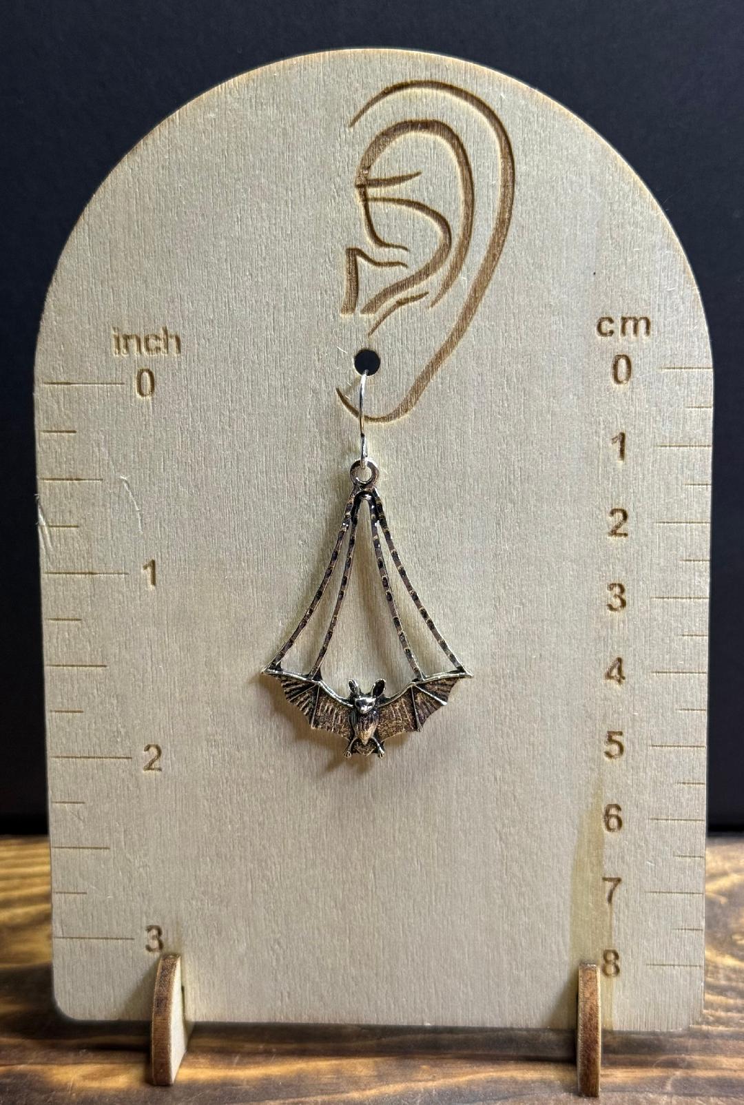 NEW Halloween Silver Alloy Chandelier Hanging Bat Earrings