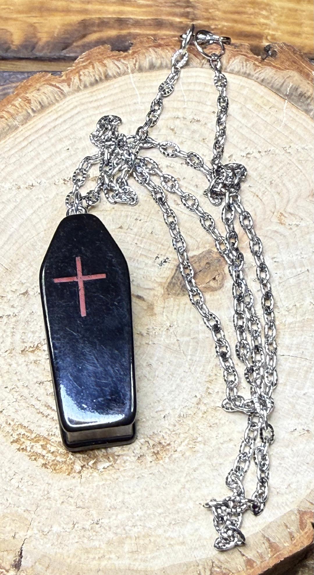 NEW Halloween Coffin Necklace 19" Chain