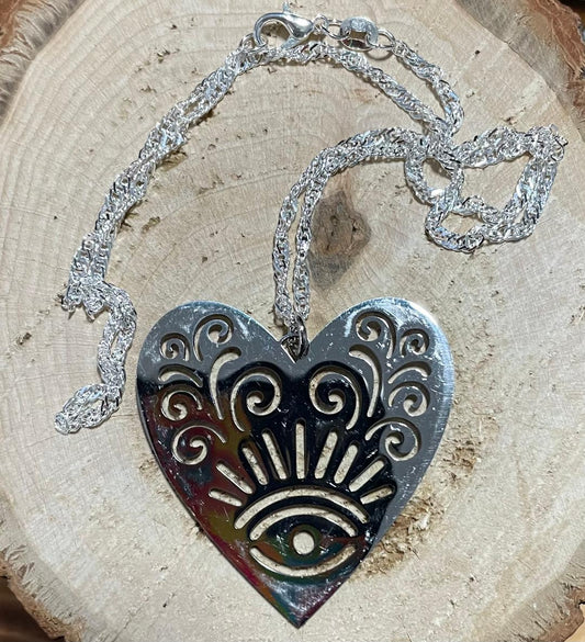 NEW Large Heart Stainless Steel Charm 16" Necklace