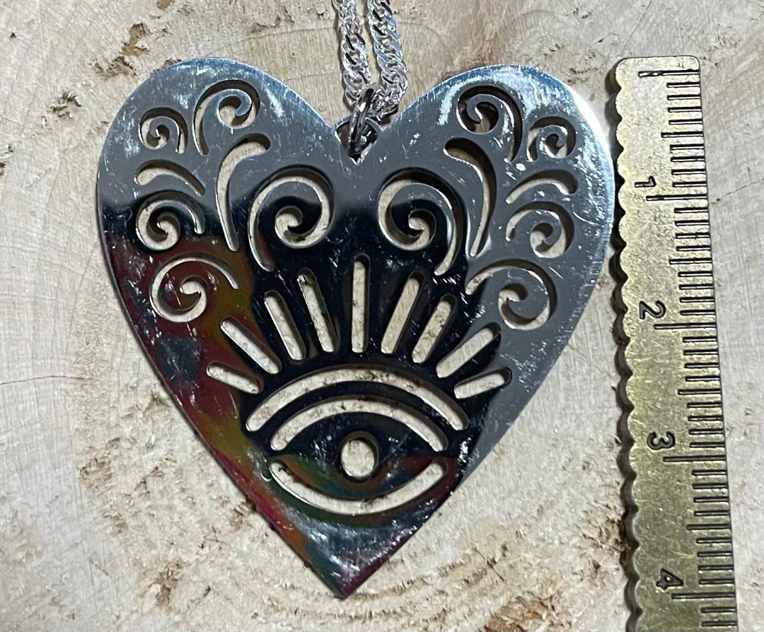 NEW Large Heart Stainless Steel Charm 16" Necklace