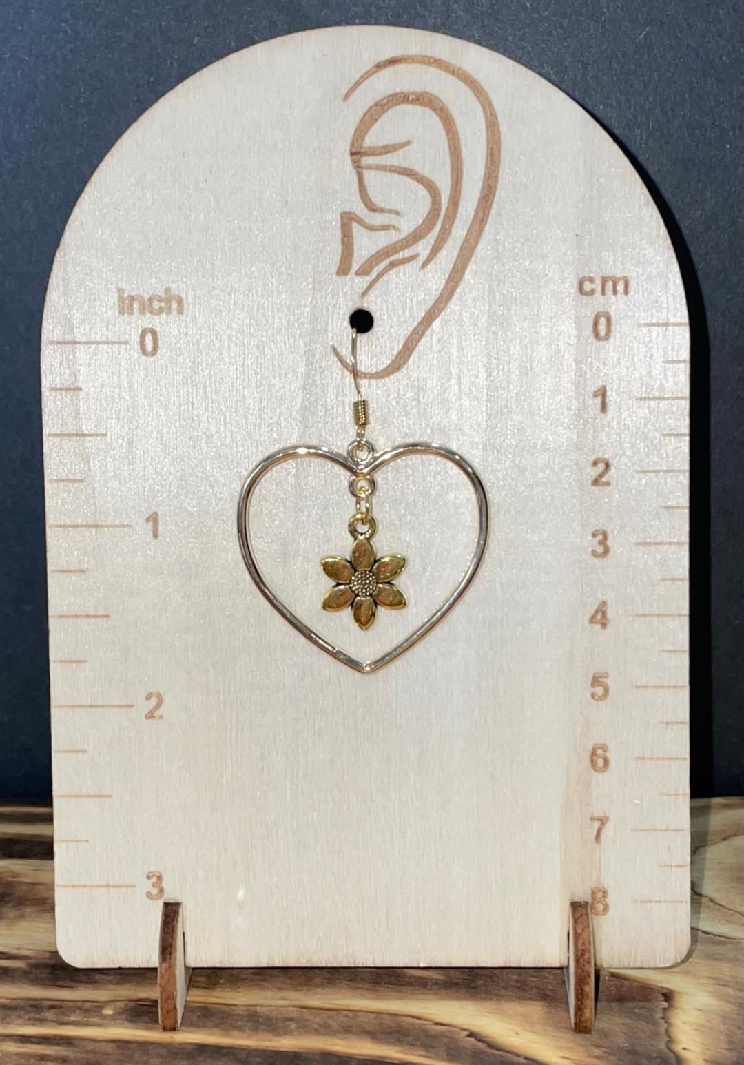 NEW Romantic Heart Hoop Earrings & Flower Charms