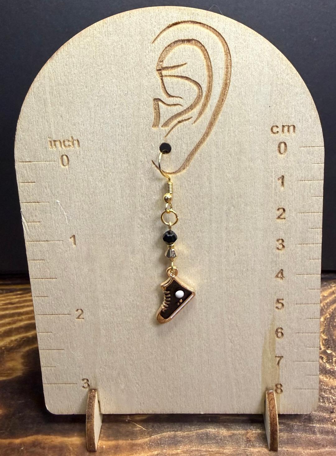 NEW High Top Sneakers Earrings in Black w/ Beads