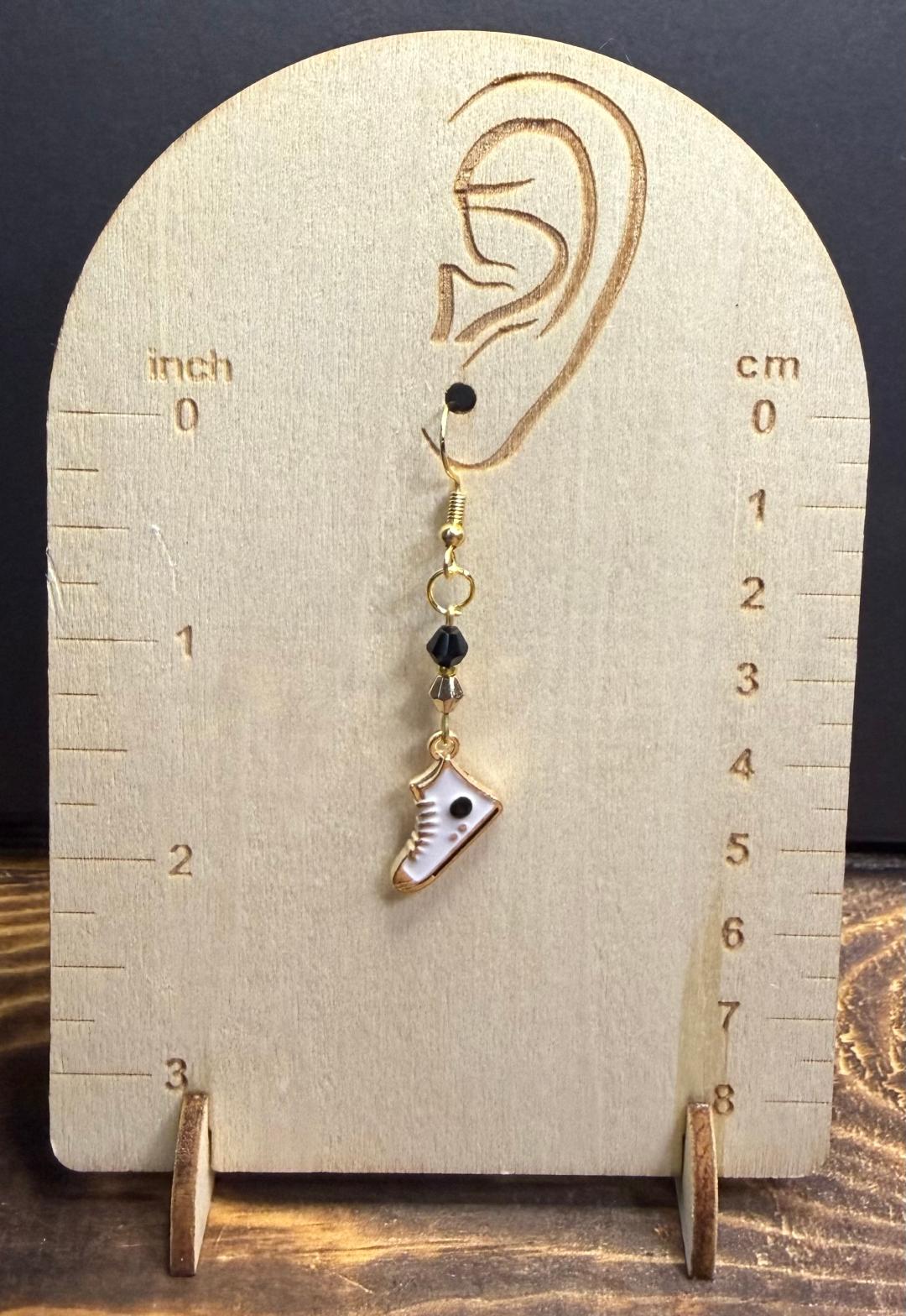 NEW High Top Sneakers Earrings in White w/ Beads