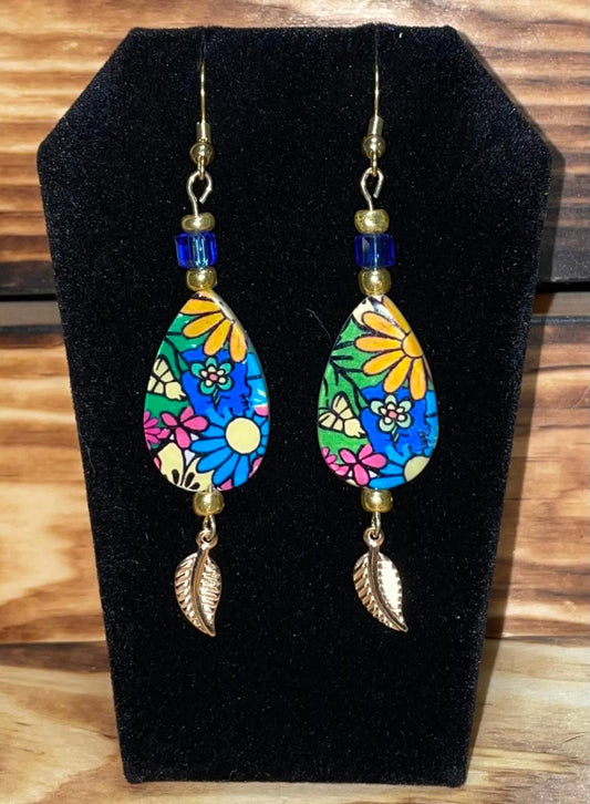 NEW Boho Hippie Flower Teardrop & Leaf Drop Dangle Earrings