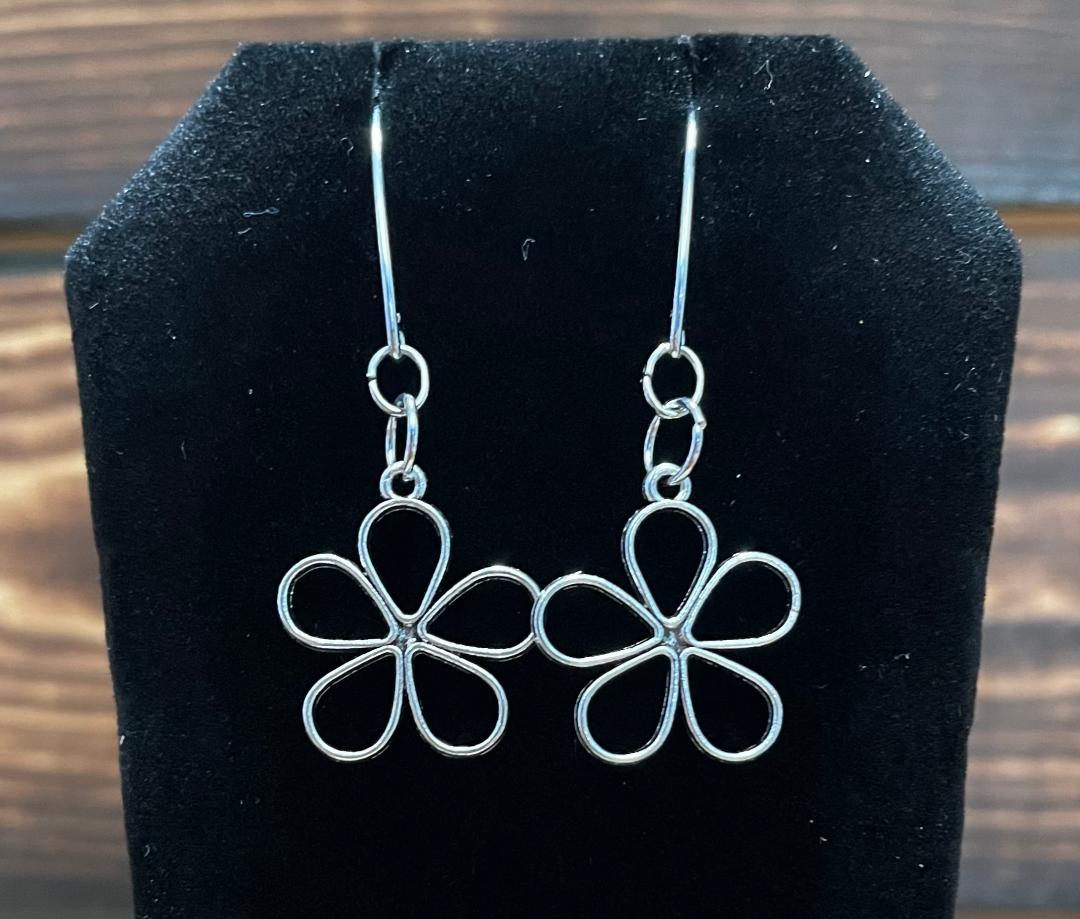 NEW Boho Hollow Flower Earrings w/ French Fancy Wire / Hook