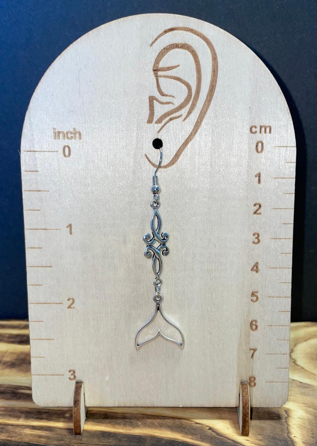 NEW Hollow Mermaid Fish Tail & Filigree Earrings