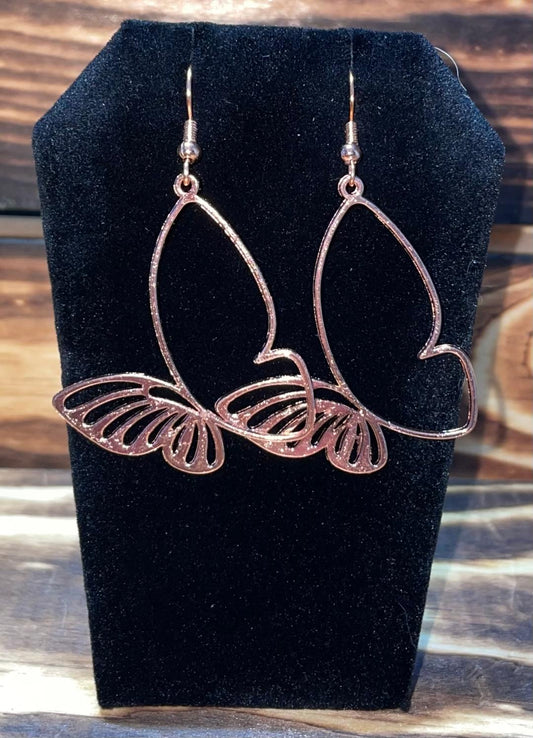 NEW Rose Gold Hollow Large Butterfly Earrings