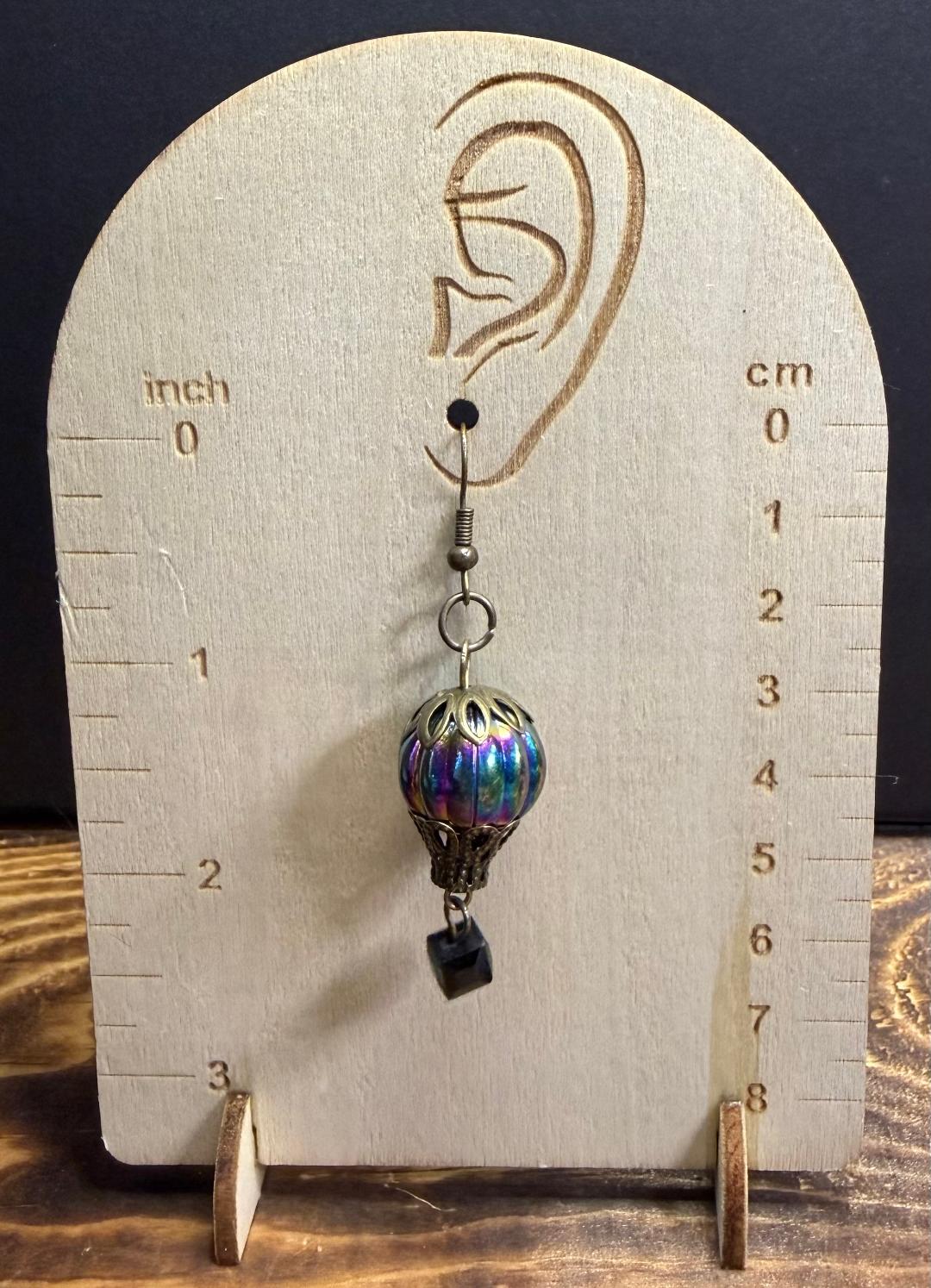 NEW Whimsical Rainbow Hot Air Balloon Earrings