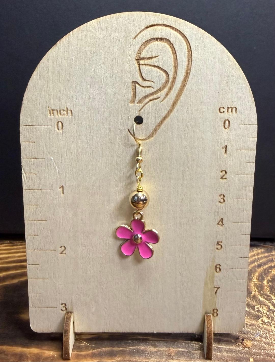 NEW Hot Pink Boho Hippie Flower Power Earrings