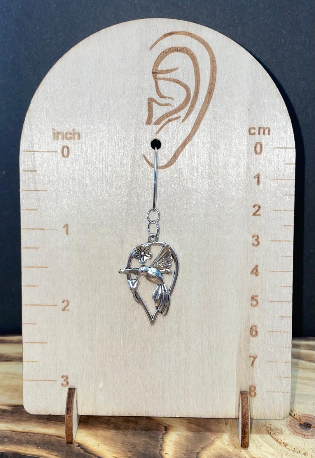 NEW Hummingbird Silver Tone Earrings w/ French V-Hooks