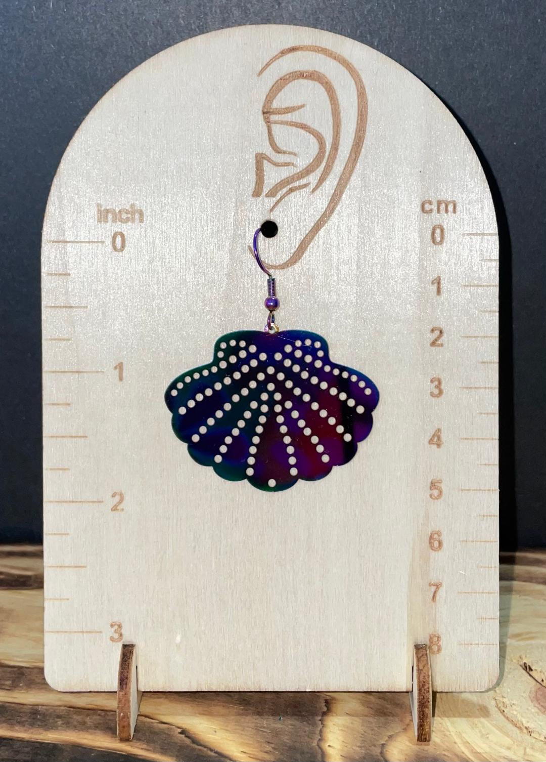 NEW Rainbow Iridescent Ocean Shell Stainless Steel Earrings