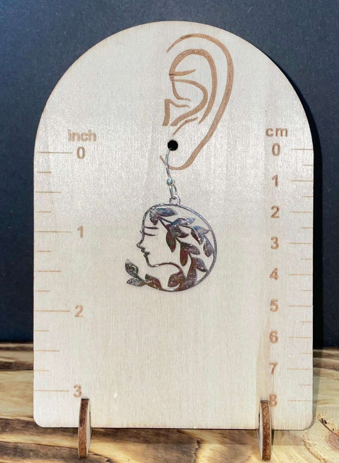NEW Stainless Steel Lady Face Floral Vine Hair Earrings