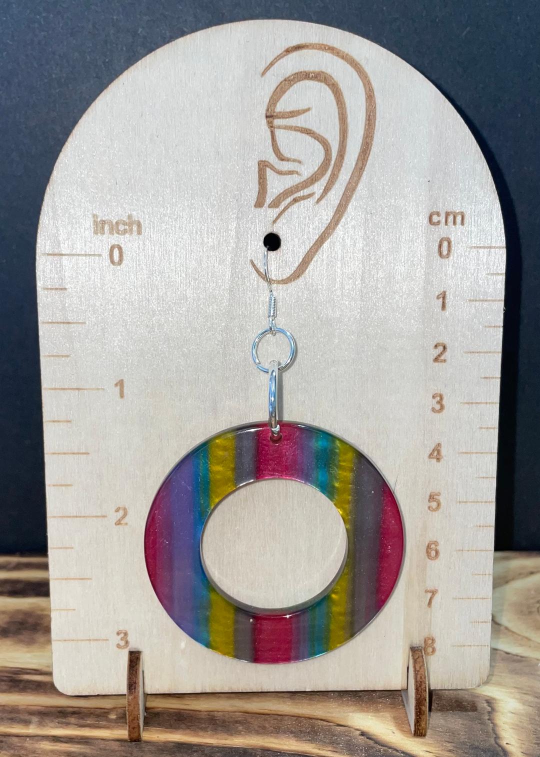 NEW Exotic Large Hoop Rainbow Drop Dangle Earrings