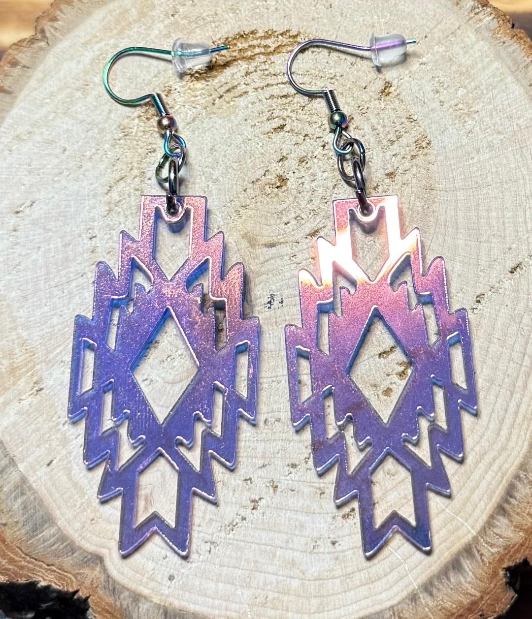 NEW Large Iridescent Geometric Acrylic Earrings