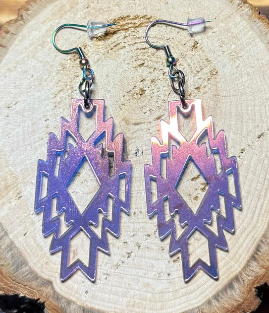 NEW Large Iridescent Geometric Acrylic Earrings