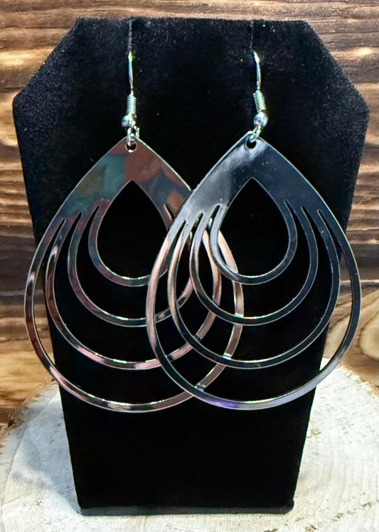 NEW Large Dramatic Stainless Steel Teardrop Hoop Style Earrings