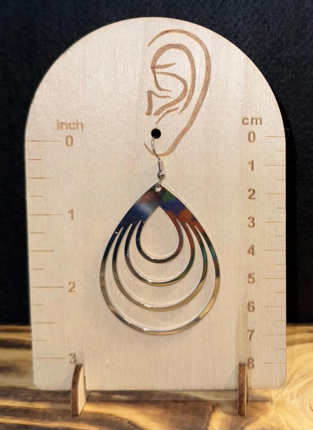 NEW Large Dramatic Stainless Steel Teardrop Hoop Style Earrings