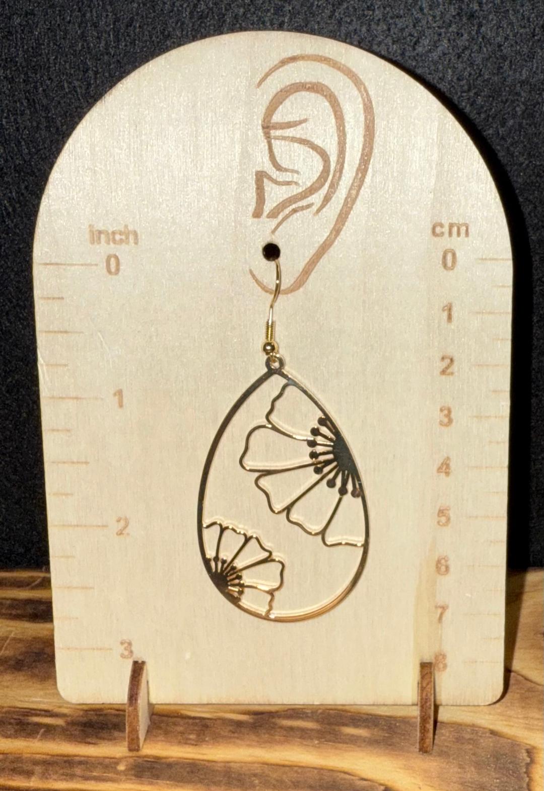 NEW Elegant Hollow Teardrop Flower Dangle Earrings