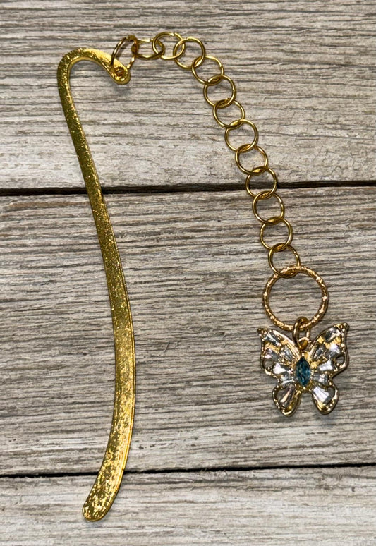 NEW Dainty Rhinestone Butterfly Bookmark w/ Light Blue Center