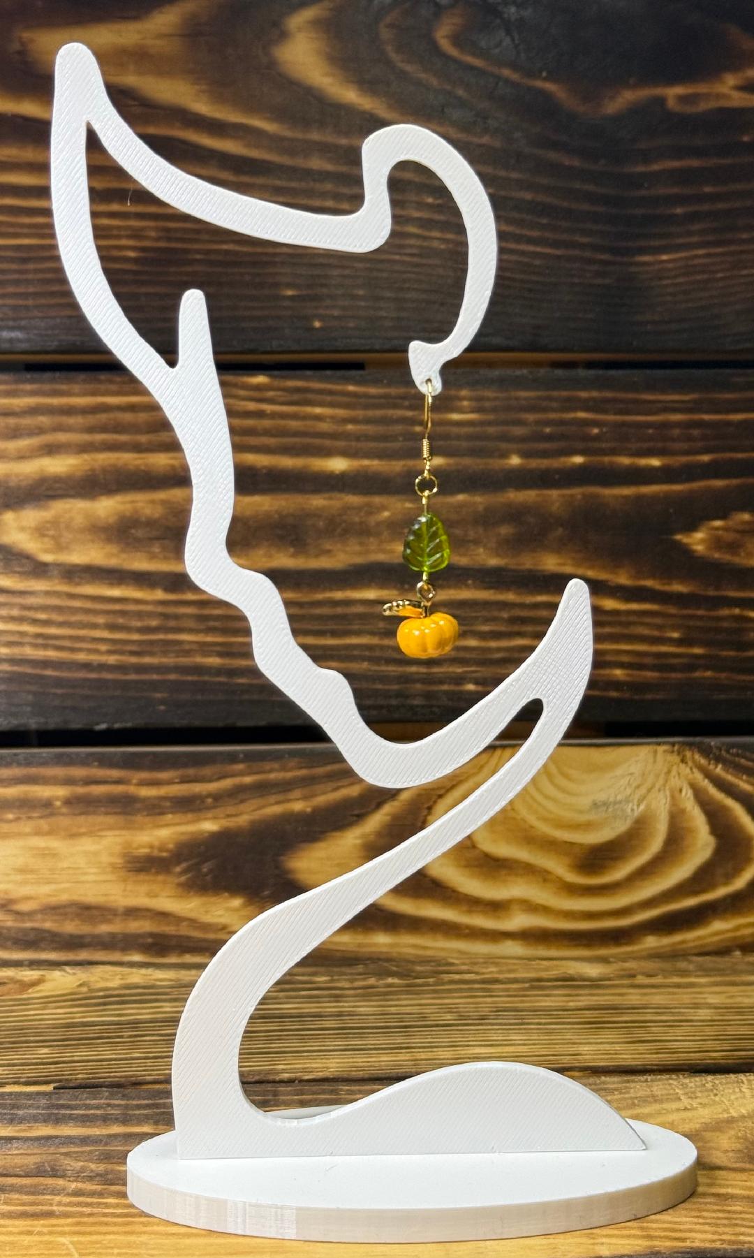 NEW Sweet Little Pumpkin Earrings w/ Glass Leaves