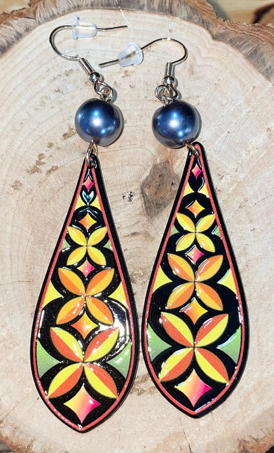 NEW Extra Long Teardrop Yellow Orange Geometric Earrings