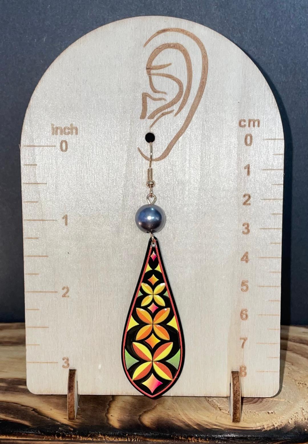NEW Extra Long Teardrop Yellow Orange Geometric Earrings