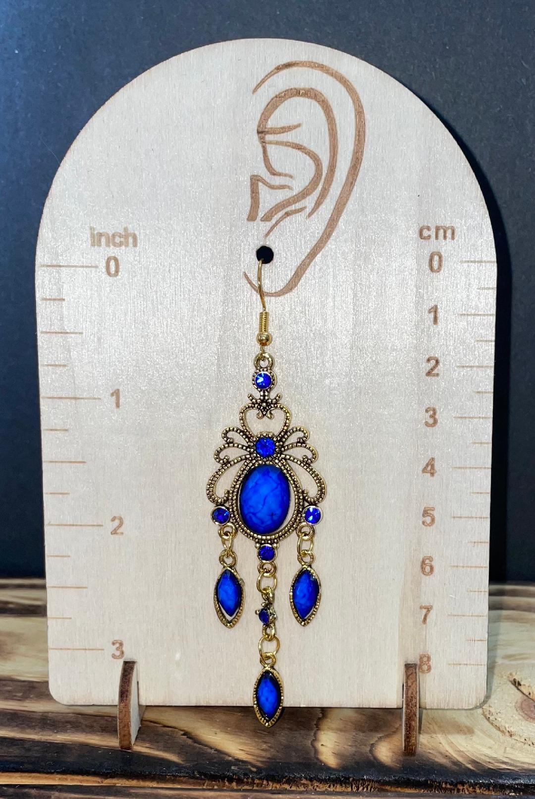 NEW Boho Chic Tribal Extra Long Blue Stone Earrings