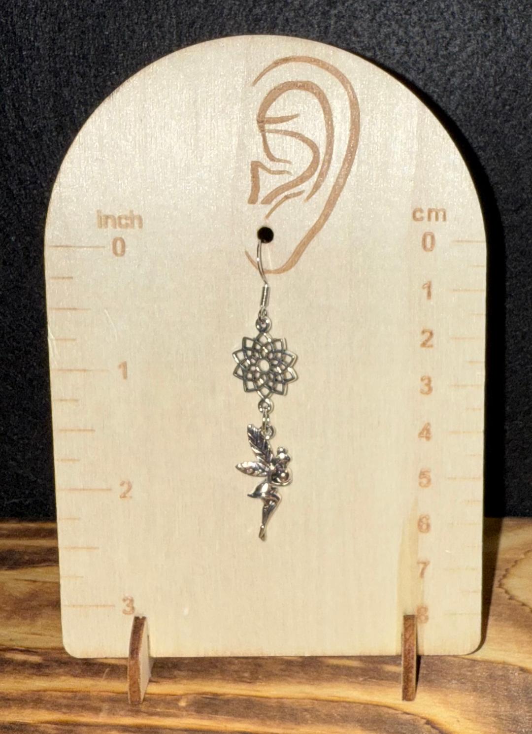 NEW Fairy Charm & Lotus Silver Alloy Earrings