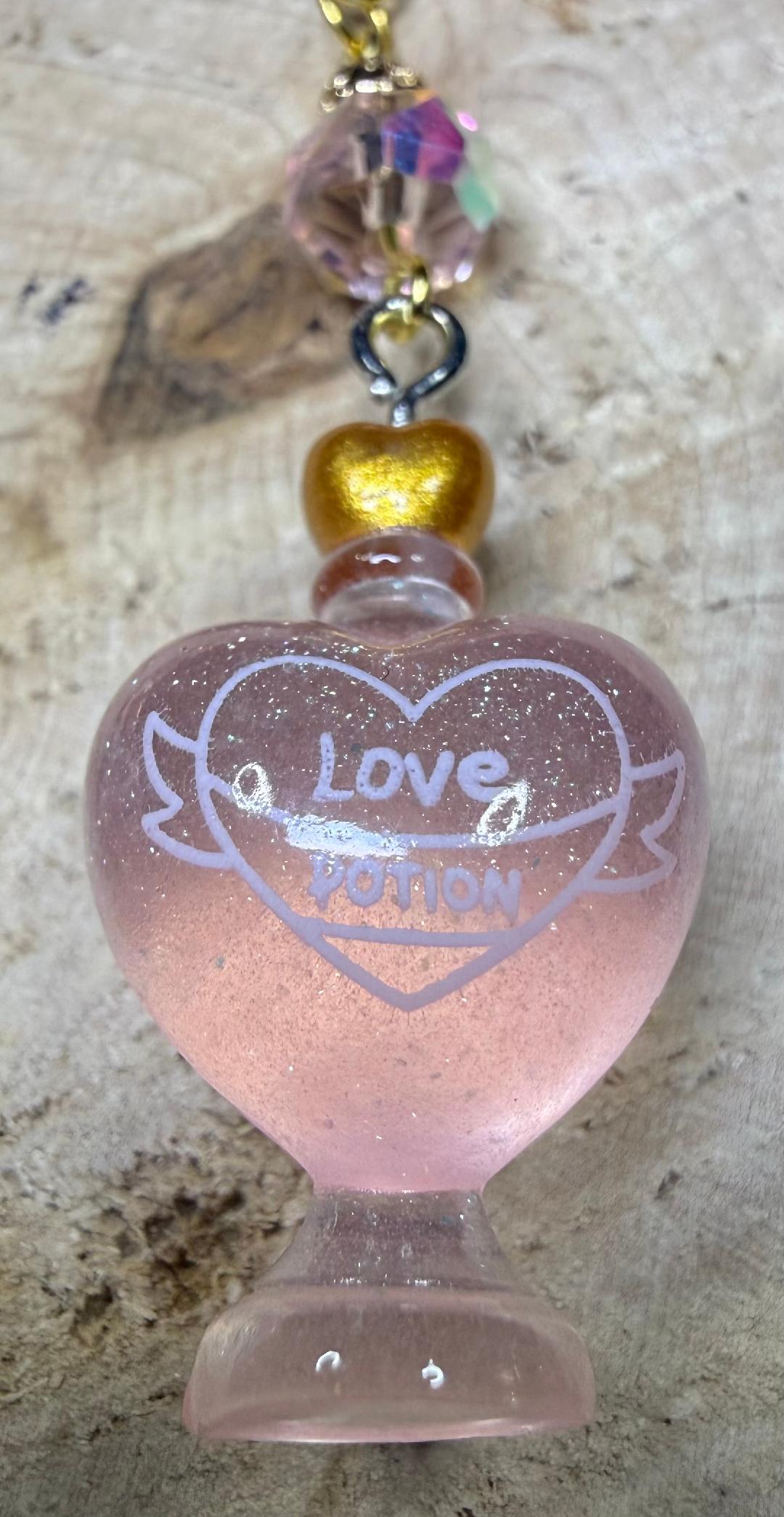 NEW Pink Love Potion Bottle Earrings w/ Pink Glass & Gold Lava Beads