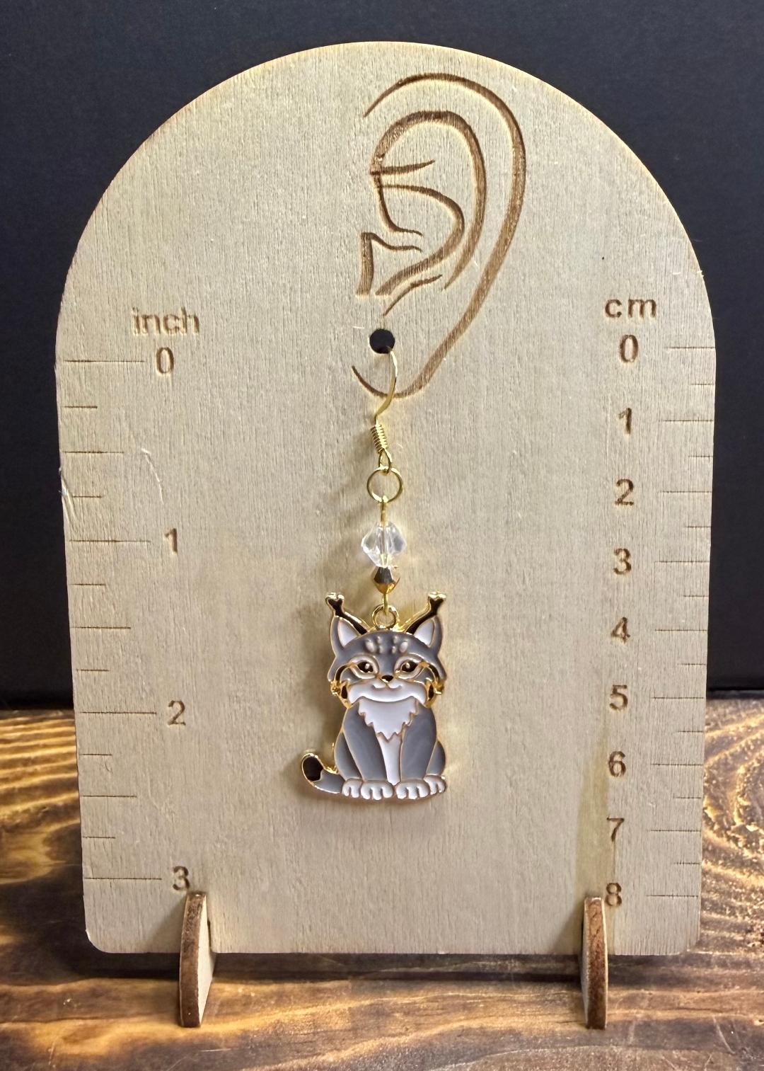 NEW Maine Coon Cat Charm Earrings w/ Glass Faceted Beads