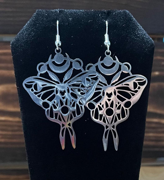NEW Majestic Stainless Steel Moth Butterfly Earrings