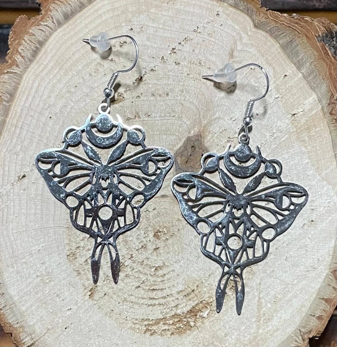 NEW Majestic Stainless Steel Moth Butterfly Earrings