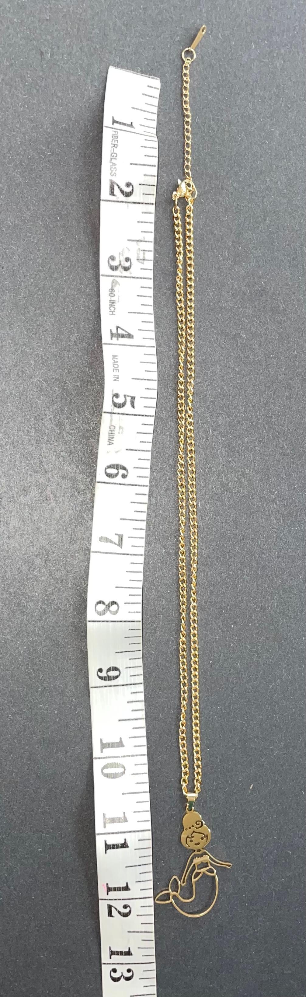 NEW Hollow Mermaid Charm Gold Tone Necklace