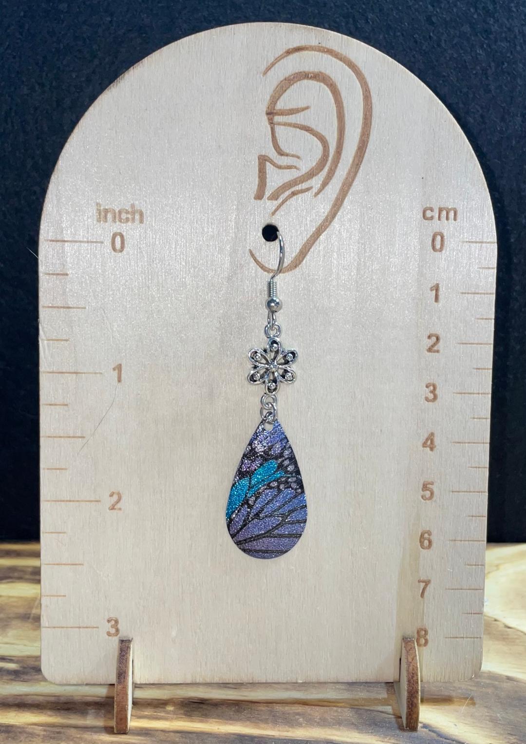 NEW Blue & Purple Metal Butterfly Charm Earrings