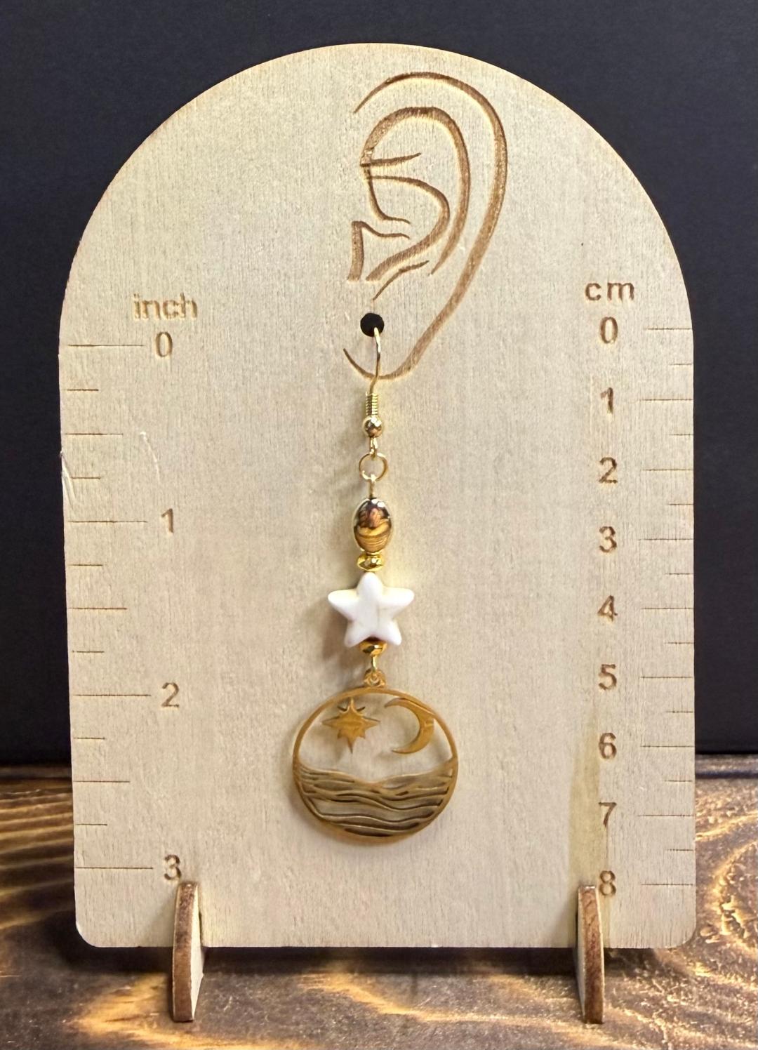 NEW Crescent Moon & Star Theme Earrings w/ Star Beads