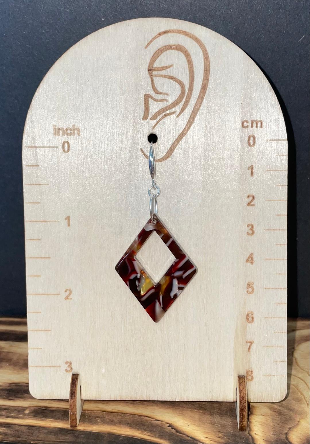 NEW Mosaic Style Geometric Diamond Shape Acrylic Earrings