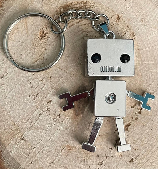 NEW Cutest Lively Moveable Arms & Legs Silver Metal Robot Man Keychain