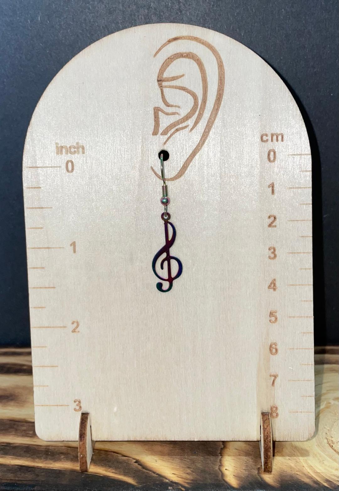 NEW Fun Musical Note Iridescent Stainless Steel Earrings