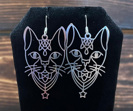 NEW Mystical Witchcraft Egyptian Stainless Steel Cat Earrings