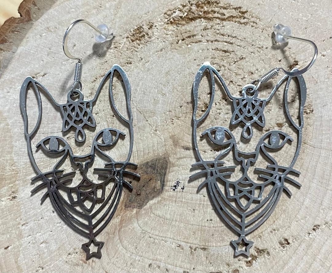 NEW Mystical Witchcraft Egyptian Stainless Steel Cat Earrings