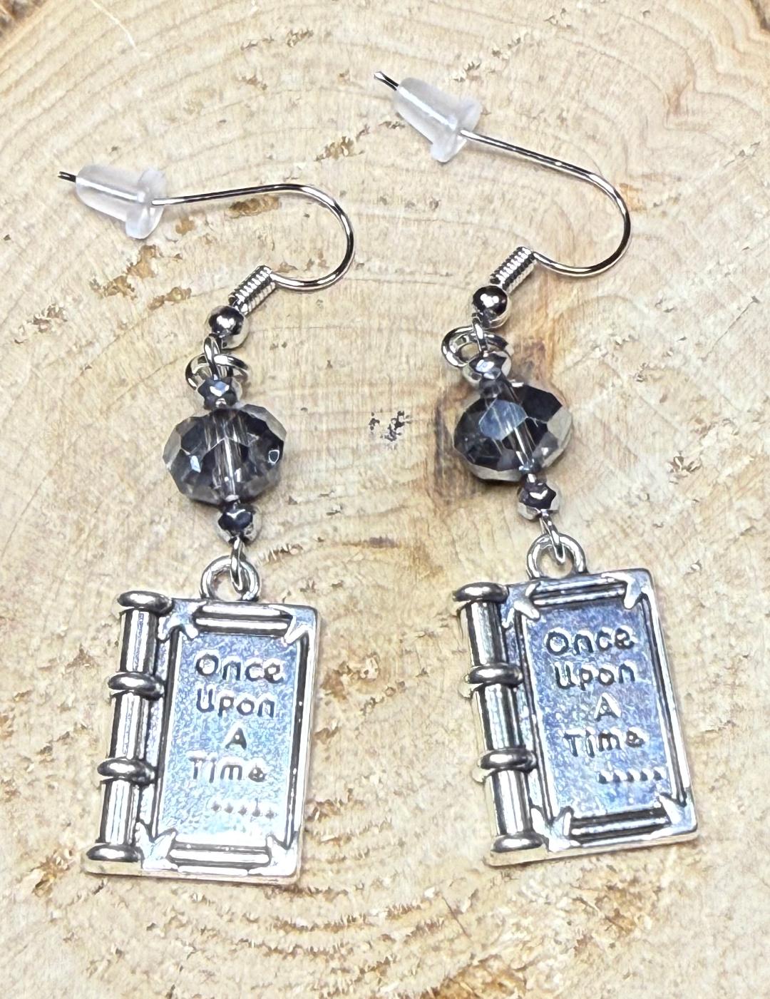 NEW Once Upon a Time Little Book Earrings w/ Glass Beads